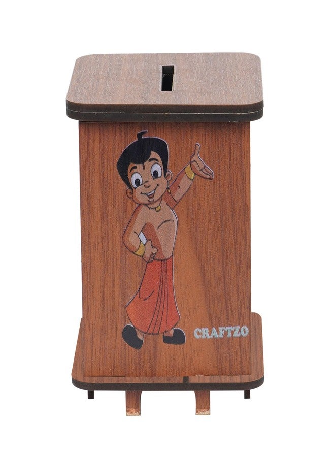 CRAFTZO Chota Bhim Wooden Money Bank | Piggy Bank | Gullak | Storage Bank | Gift for Boys | Perfect Return Gift Items for Kids - Image 1